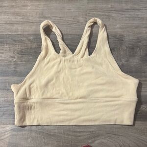 Cream Ribbed crop tank top